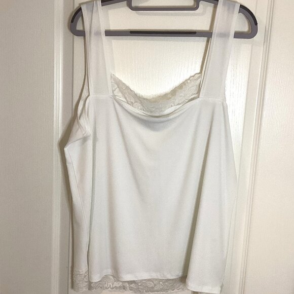 Laura Plus Petites Women's White Lace Beaded Camisole Semi Sheer Top Size 1X - Picture 5 of 7